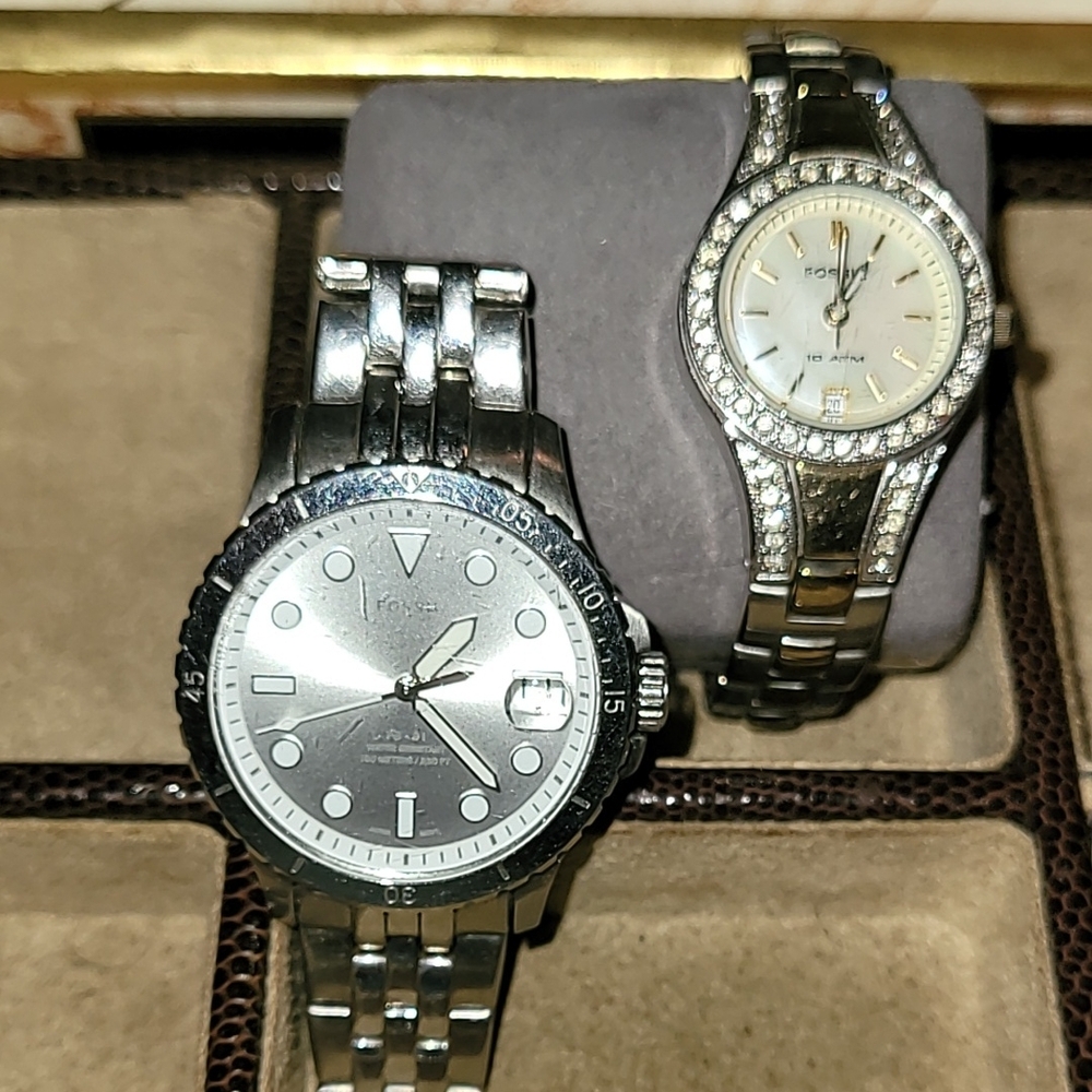 Fossil Silver & Two Tone Women's Watches Set EUC